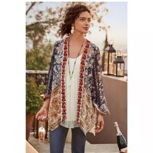 Soft Surroundings Embroidered Kimono Topper and Shell Set Large Sheer Cardigan